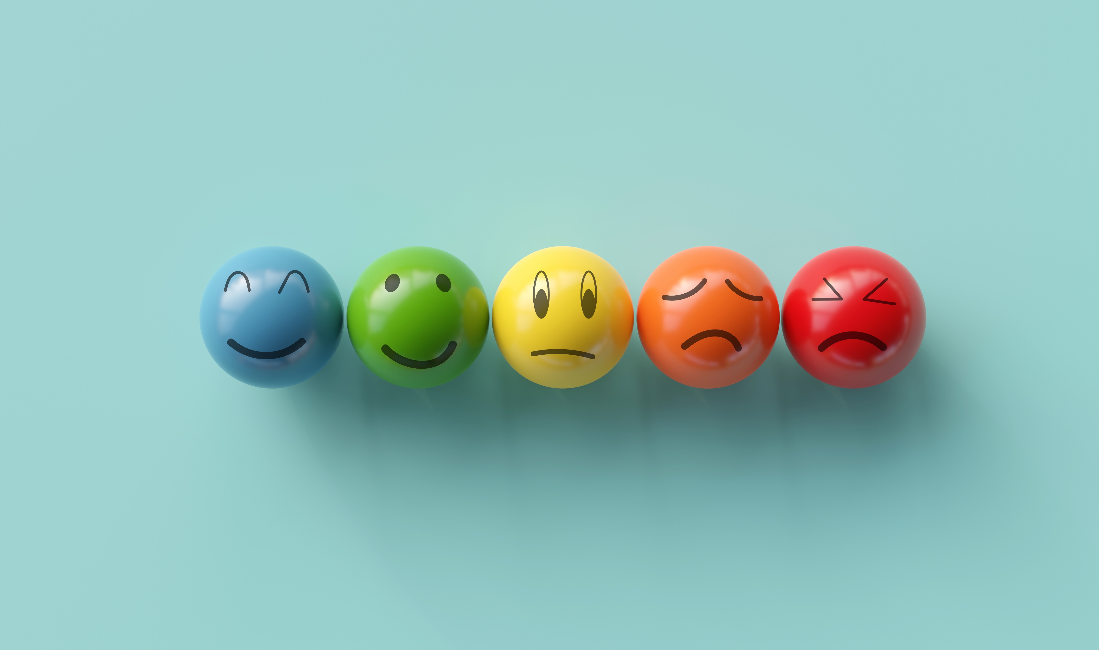 Cover Image: Five spheres with expressions drawn on them, from very pleased to very displeased.